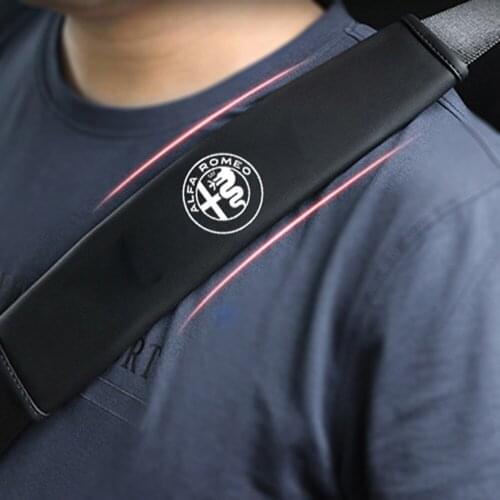 2PCS Car Seat Belt Shoulder Pad Cover For Alfa Romeo 147 156 159 Giulia Giulietta Mito Sportiva Stelvio Auto Tuning Accessories