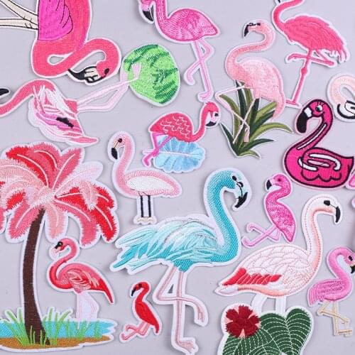 Flamingo Embroidered Patches for Clothing Fusible Sewing Application Sew on Patch Diy Iron-on Applique on Clothes for Baby Girl