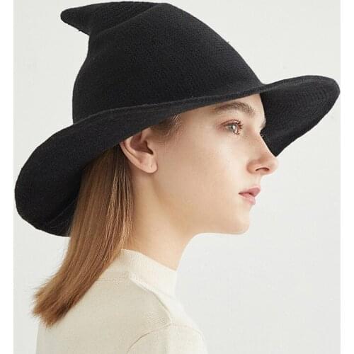2020 New Fashion Autumn Winter New Product Knitted Wool Sorceress Makes Strange Pointy Hat Fisherman