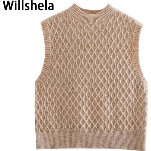 2021 New Women Knit Sweater Vest Textured Sleeveless Casual Fashion Chic Lady Woman Sweaters Pullovers Tops
