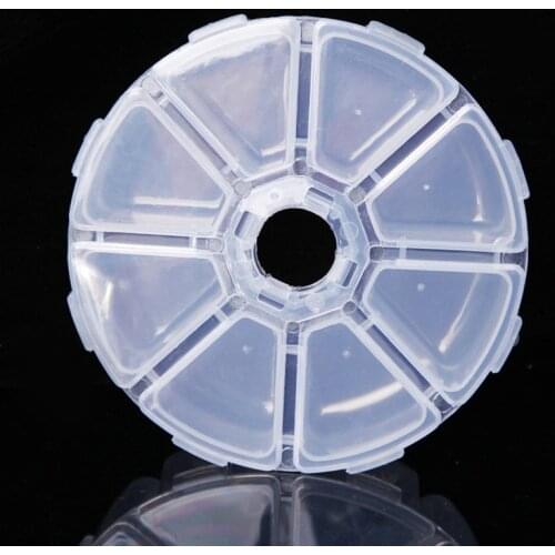 8 Grits Round Nail Art Container Rhinestone Gem Nail Storage Box Showing Shelf For Nail Polish Organizer Case Beauty Tools