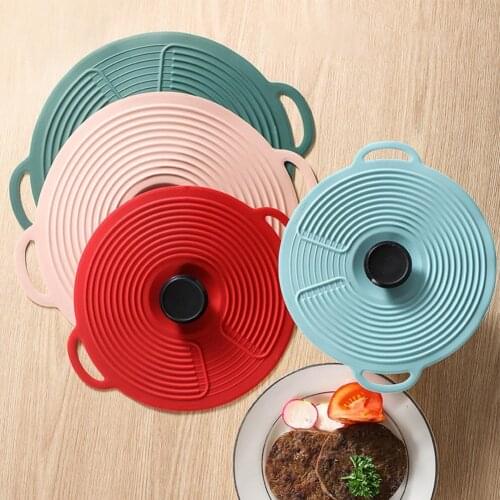 Excellent Reusable Pot Lid Heat-resistant Waterproof Silicone Leak Proof Fresh-keeping Cover Easy to Store for Kitchen