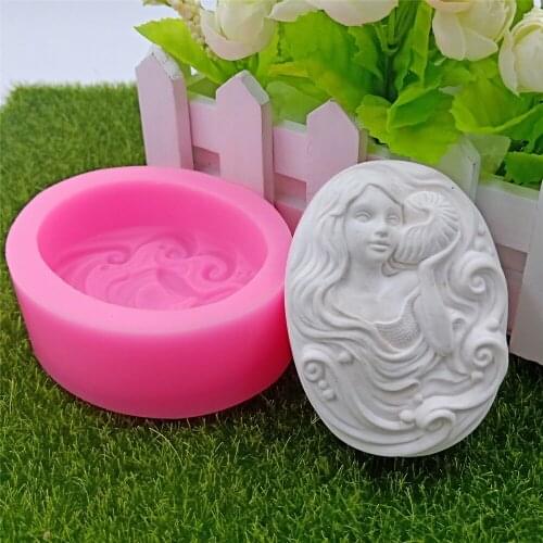 Long Hair Lady Soap Mold Decorating Oval Silicone Mold For DIY Soap