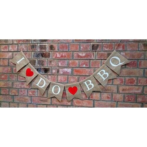 Personalized I DO BBQ wedding burlap Banners engagement party Buntings garlands Photo Prop signs