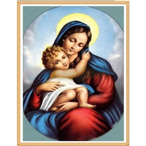 Religious Virgin Child 5D DIY Cross Stitch Decorative Diamond Painting Handmade Square/round Drill Full Picture By Numbers