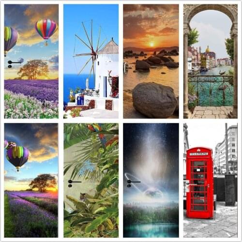 Lavender Hot Air Balloon Scenery Wallpaper For Door Self Adhesive DIY Wall Sticker Living Room Bedroom Decoration Poster Decals