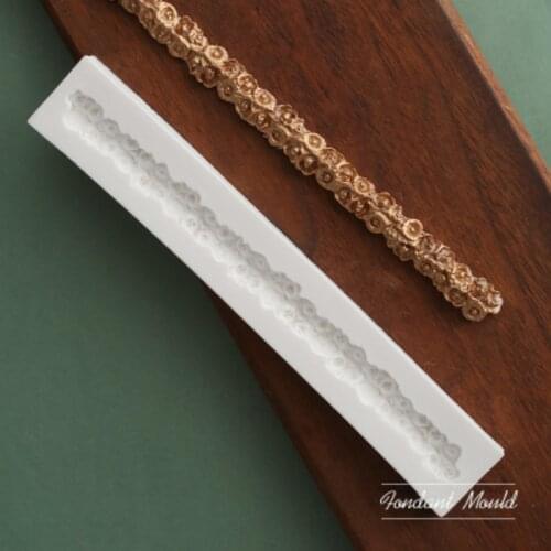 Strip Rose Border Mould Silicone Mold Fondant Cake Decorating Tool Gumpaste Sugarcraft Chocolate Forms Bakeware