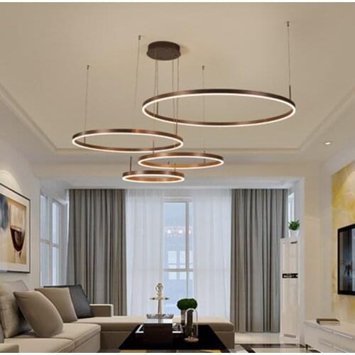 Modern led chandelier circle lights for Interior design engineering lighting Line hang LED ring chandelier lamp