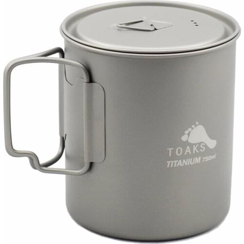 TOAKS Camping Titanium Pot 750ml Cup Ultralight Portable Titanium Bowl POT-750