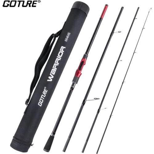 Goture WARRIOR Ultralight Spinning Casting Fishing Rod Carbon M MH Power 4 Section Travel Lure Rod for Trout Carp Pike Fishing