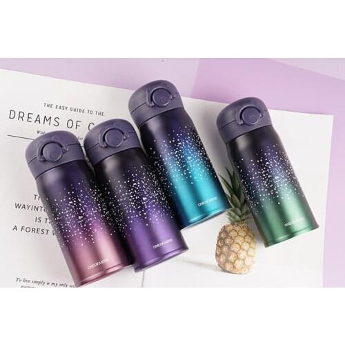Starry Sky Vacuum Cup Insulated Double Wall Stainless Steel Bounce cup Straight Mugs Pretty Student Drinkware