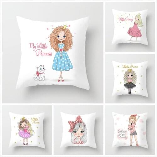 Spring New Print Ballet Girls Flannel Princess Series Peach Skin Plush Pillow Cover Case For Car Home Office Cushion Decoration
