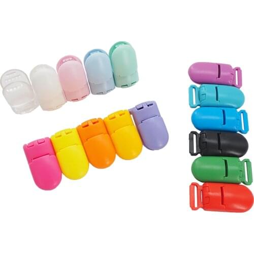 Chenkai 50PCS 15mm Plastic Baby Pacifier Clips Transparent Pacifier Clips Soother Nipple Clip For DIY Infant Teething Clip Chain