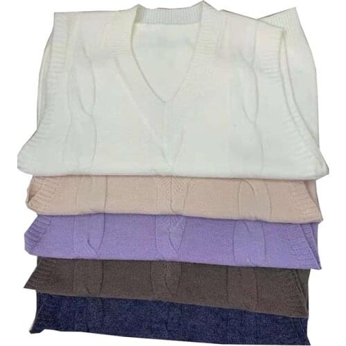 2021 Women Twist Loose Knitted Vest Sweater Girls V Neck Sleeveless Thick Vintage Sweater Suits Female Waistcoat Chic Tops