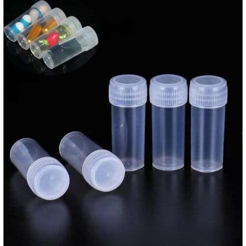 10Pcs 5ml Plastic Bottle Sample Jar 5g Small Barrel Vials Medicine Pill Liquid Powder Capsule Storage Container Packing Bottles