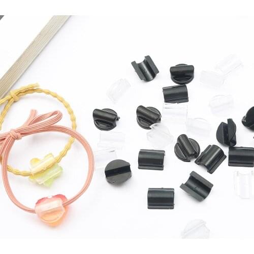 10pcs Black White Hairdressing Tool Connector Elastic Rubber Band Paste Buckles For DIY Hair Band Tie Circle Bow Jewelry Making