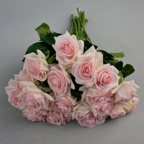 20 Pieces White Pink Multi Color High Quality Plastic Artificial Rose Flower For Wedding Ceremony Anniversary Party Decoration