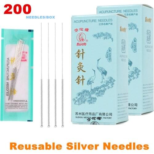 200pcs/Box Reusable Acupuncture Needle Without Tube Beauty Needle Massage Silver Needle Many Sizes Dropshipping