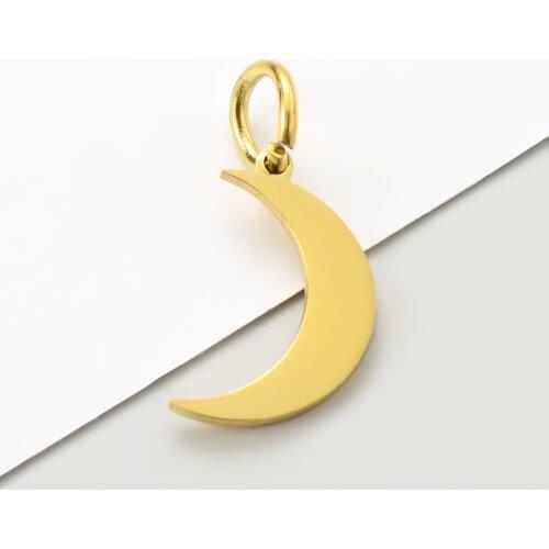 30pcs/Lot Stainless Steel Moon Charms Pendant A Half Moon for DIY Necklace Bracelet Jewelry Finding Accessories