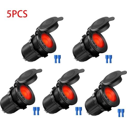 5pcs/lot 12V Car Cigarette Lighter Socket Power Outlet Socket Waterproof Receptacle Car Accessories for Auto Boat Motorcycle