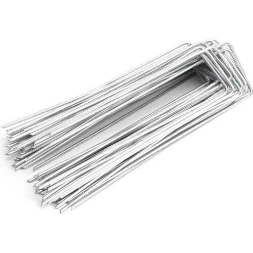 50Pcs Iron Garden Stakes Ground Staple Spikes U-Shaped Fixer Weed Barrier Fabric Landscape Lawn