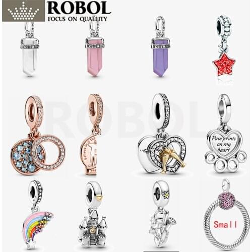 71 Original 925 Sterling Silver Pendant Pink Purple White Amulet Pendant with Original Logo Fit for DIY Bracelets and Necklaces