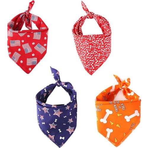 Dog Cat Cotton Bandana Triangle Bib Adjustable Scarf Collar Neckerchief Towel Dog Bandana Cotton Scarf Bib
