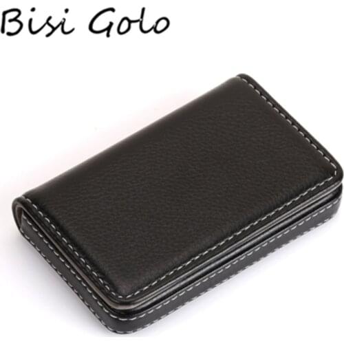 BISI GORO 2020 Business Credit Card Holder Magnet Name Card Holder Large Capacity Classic Card Box PU Leather Fashion Card Case