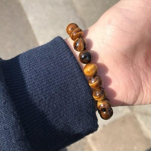 Classic Tiger Eye Men Bracelet Distance Couple 8mm Stone Bead Bracelet For Men Women Jewelry Gift