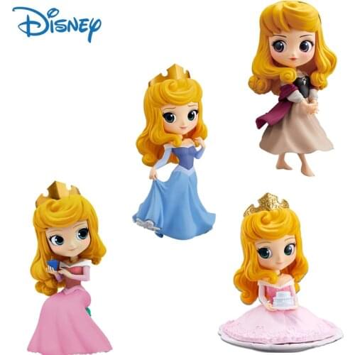 Disney Genuine Q Posket Sleeping Beauty Aurora Anime Figures Dolls Princess Action Figure Collection Model Girls Gifts Kids Toys