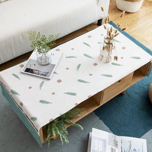 Nordic style cotton Rectangle tablecloth beige bule feather tablecloth Table flag Tea table cover