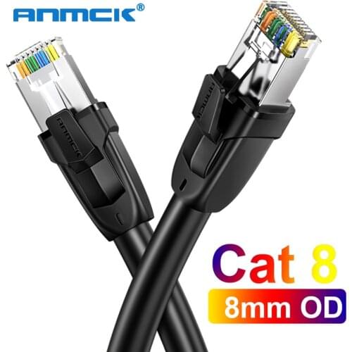 Anmck Ethernet Cable RJ45 Cat8 Lan Cable SFTP CAT 8 RJ 45 Network Cable Patch Cord for Desktop Computers Laptop Modem Router