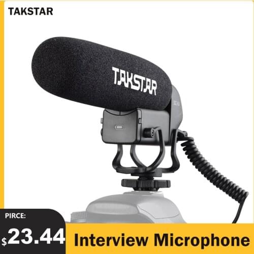 TAKSTAR SGC-600 On-camera Condenser Interview Microphone Mic Super-cardioid 3-level Gain Control Low Cut Switch 3.5mm Plug
