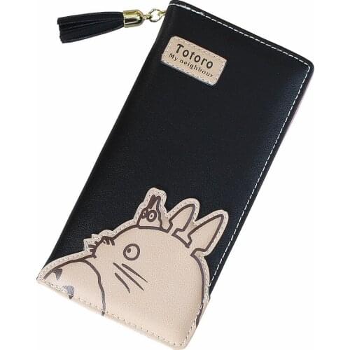 Cosplay cute Totoro wallet Anime Action Figure Printed Pu Leather Long Girl Cartoon Tassels Zipper Clutch Coin Purse Card Holder