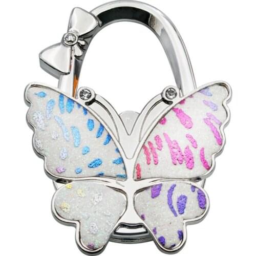 25PCS / LOT Metal table hook fashion Colorful butterfly creative folding bag buckle hooks desk bag hook