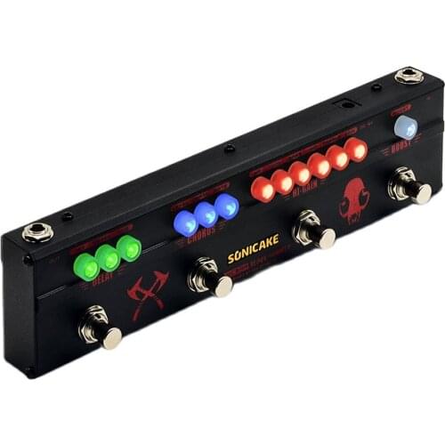 Sonicake Multi Guitar Effect Pedal BLACK HAMMER with 4 Functions in 1 Hi-Gain Distortion Chorus and Delay Effect QCE-30