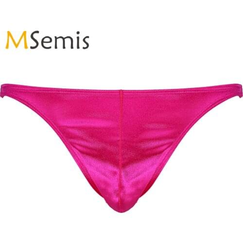 Mens Erotic Bulge Pouch Underwear Glossy Low Waist Lingerie Hot Sexy Gay Panties Jockstraps Elastic Waistband Briefs Underpants
