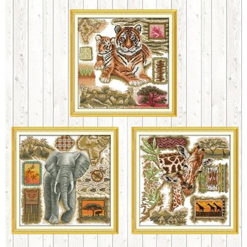 African Tiger Embroidery Handmade Needlework Package DMC Floss Kits Cross Stitch Kits Wall Home Decor 11CT 14CT Cross Stitch Set