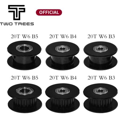 2GT 20 Teeth Idler Pulley black color Bore 3mm 4mm & Width 6mm with teeth or without teeth for GT2 Timing belt synchronous Wheel