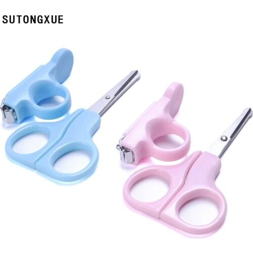 Lovely Mini Baby Nail Scissors Nail Care Practical Clipper Trimmer Blue Pink Convenient Daily Baby Nail Shell Shear Manicure Set