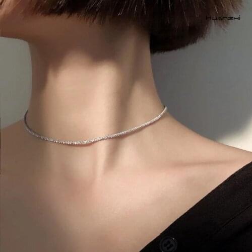 925 Sterling Silver Collar Pendant Necklace Female Simple Clavicle Link Chain Jewelry Accessories dz183