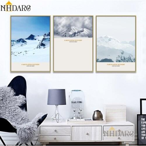 Posters and Prints Canvas Art Painting Snow Mountain Scenery Wall Art Wall Pictures for Living Room Modern Home Decor
