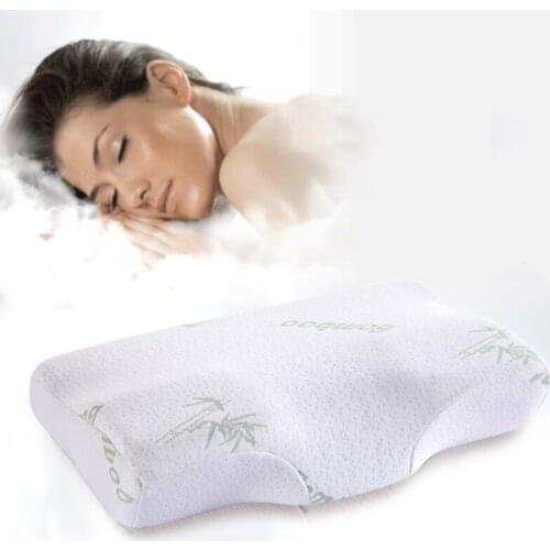 30 50cm Butterfly Shaped Pillow White Bamboo Orthopedic Slow Rebound Memory Foam Health Remedial Sleeping Head Neck Support