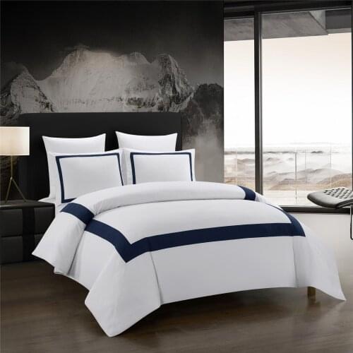 Bedding European Modern Simple Geometry Style Plain Three Piece Bed Cover Pillow Case Splicing Hotel Style
