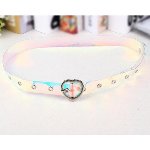 PVC Holographic Belt For Women Fashion Pin Buckle Female White Waist Trousers Transparent Belts Ladies Jeans Grommet Belt
