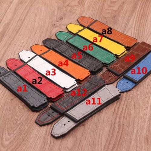 Watch Accessories 25mm* 19mm Leather Natural Rubber Silicone Strap For Hublot Big Bang Strap Fusion F1 Mens Watch Strap