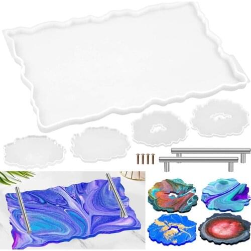 Silicone Tray Molds Geode Tray Molds for Epoxy Resin Large Resin Tray Molds with Handles Large Silicone Molds Resin Tray Molds