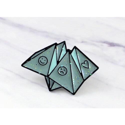 Blue Northwest Origami Brooch Cartoon Creative Smile Sad Art Jewelry Hat Dress Accessories Memories Childhood Friends Gifts