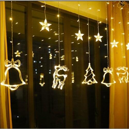 Led String Lights Curtain Light Chain Christmas Lights Pendant Lights Hanglamp Christmas Lights Indoor Bell Christmas Tree Star