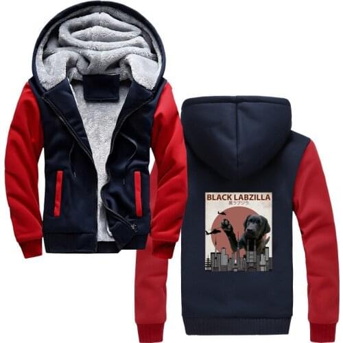 Fashion Winter Keep Warm Thicken Sweatshirts Labzilla Funny Labrador Retriever Lab Dog Hoodies Men Harajuku Streetwear